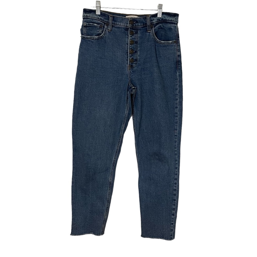Abercrombie & Fitch High Rise Mom Jean Raw Hem Size 8 29
